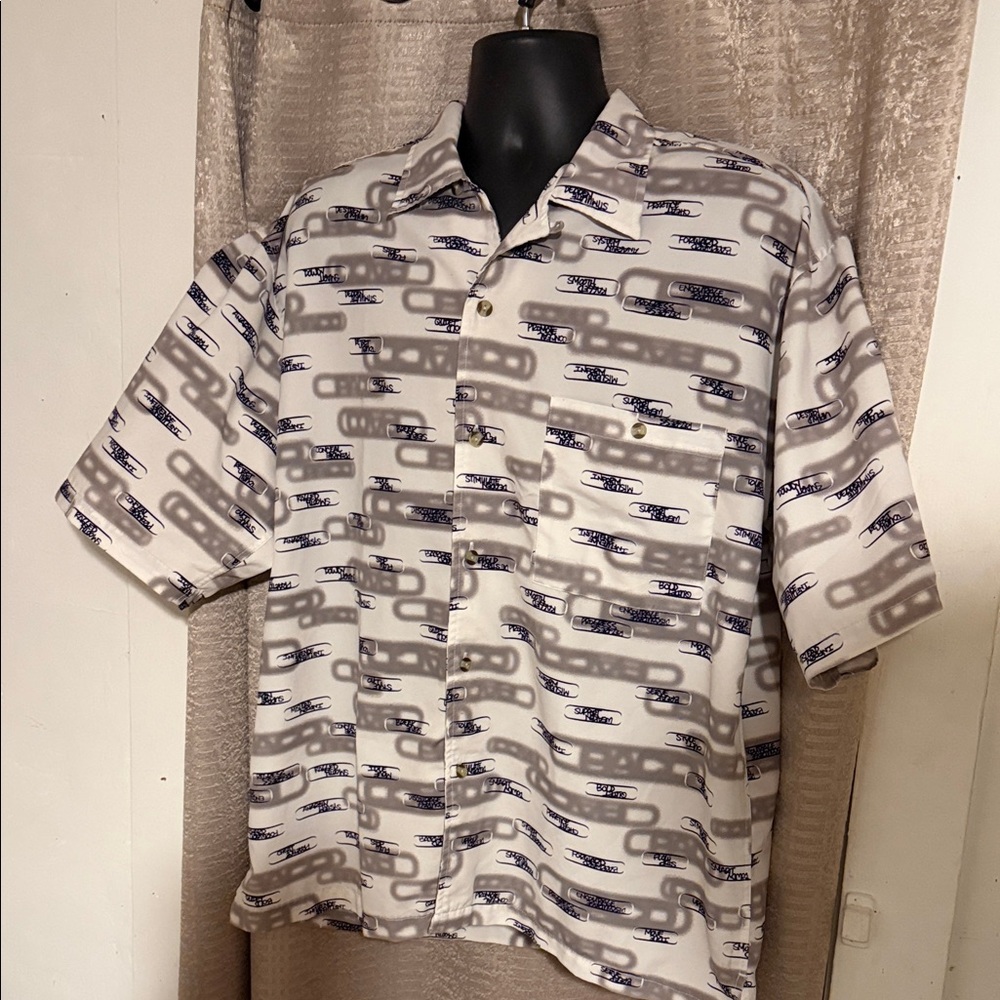 Classic Paco Styling Men's Short-Sleeve Button-Up Shirt in White & Gray